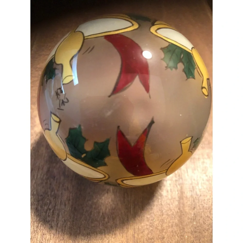 VINTAGE BELLS and POINSETTIAS GLASS CHRISTMAS ORNAMENT ~Stunning~